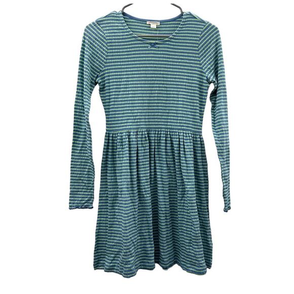 J. Crew Crewcuts Blue & Green Striped Long Sleeve Pullover Mini Dress Sz‎ 12 NEW - Picture 1 of 9